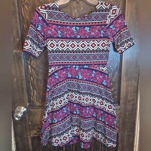 Emily West Reversible Vibrant Floral Geometric & Stars Mini Dress